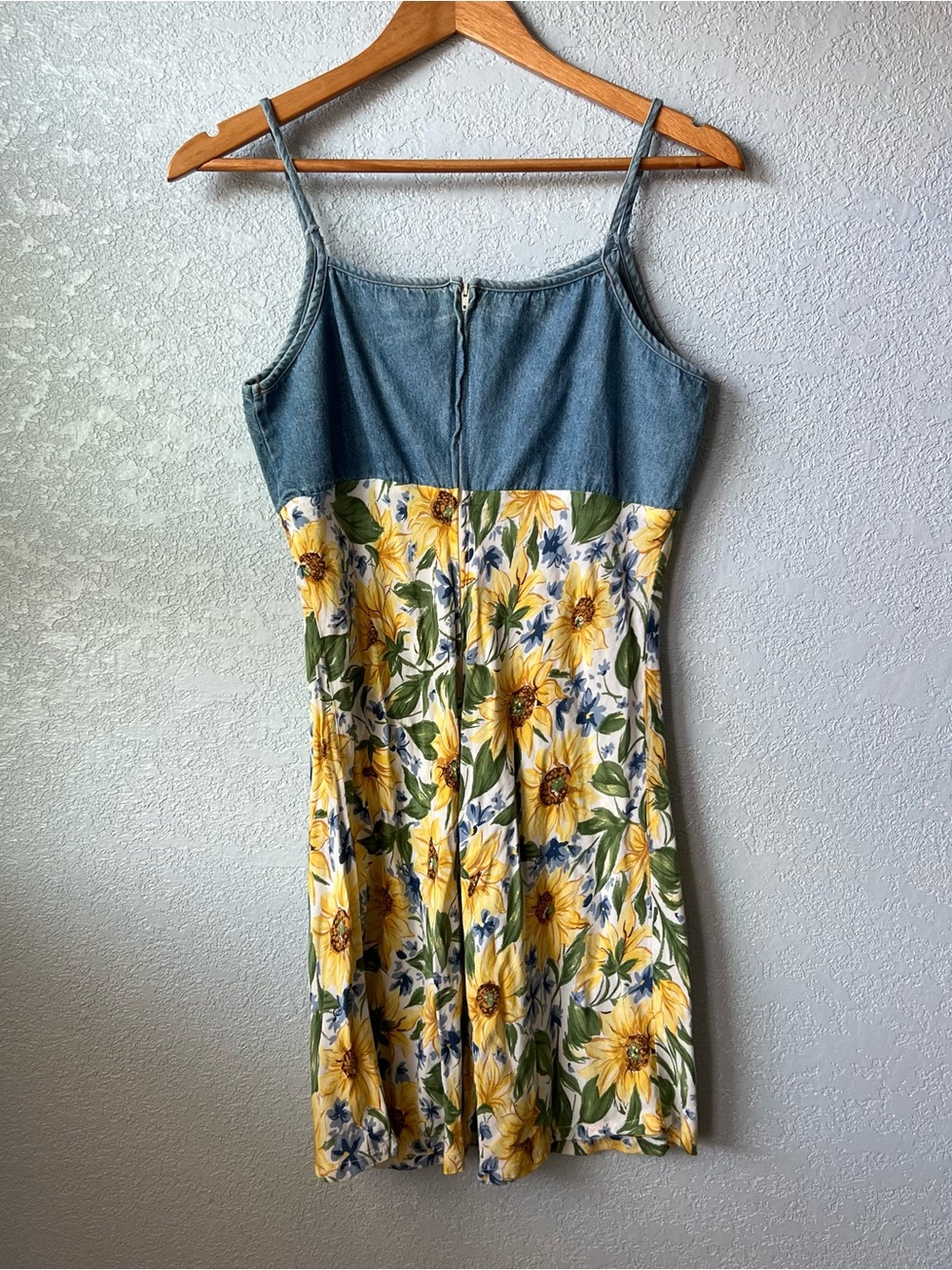 Vintage 90s Concepts & Design Sunflower Denim Floral Dress USA Women’s Size 3 - Picture 5 of 9